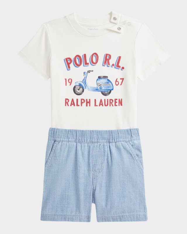 Boy's Graphic T-Shirt W/ Chambray Shorts, Size 3M-24